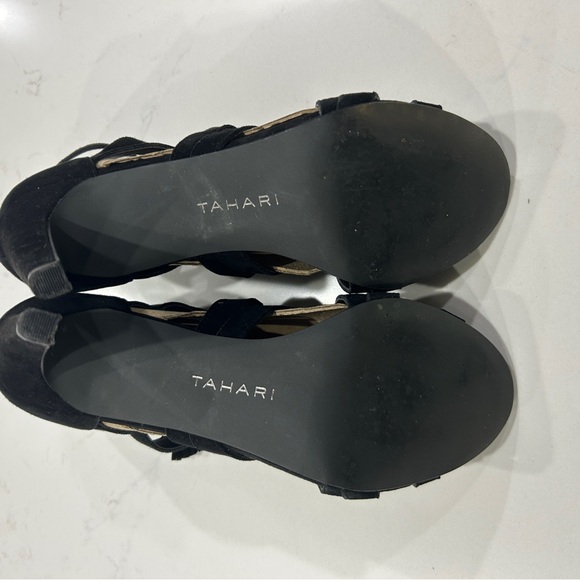 Tahari Norway Black Suede High Heal Sandals - Picture 4 of 7